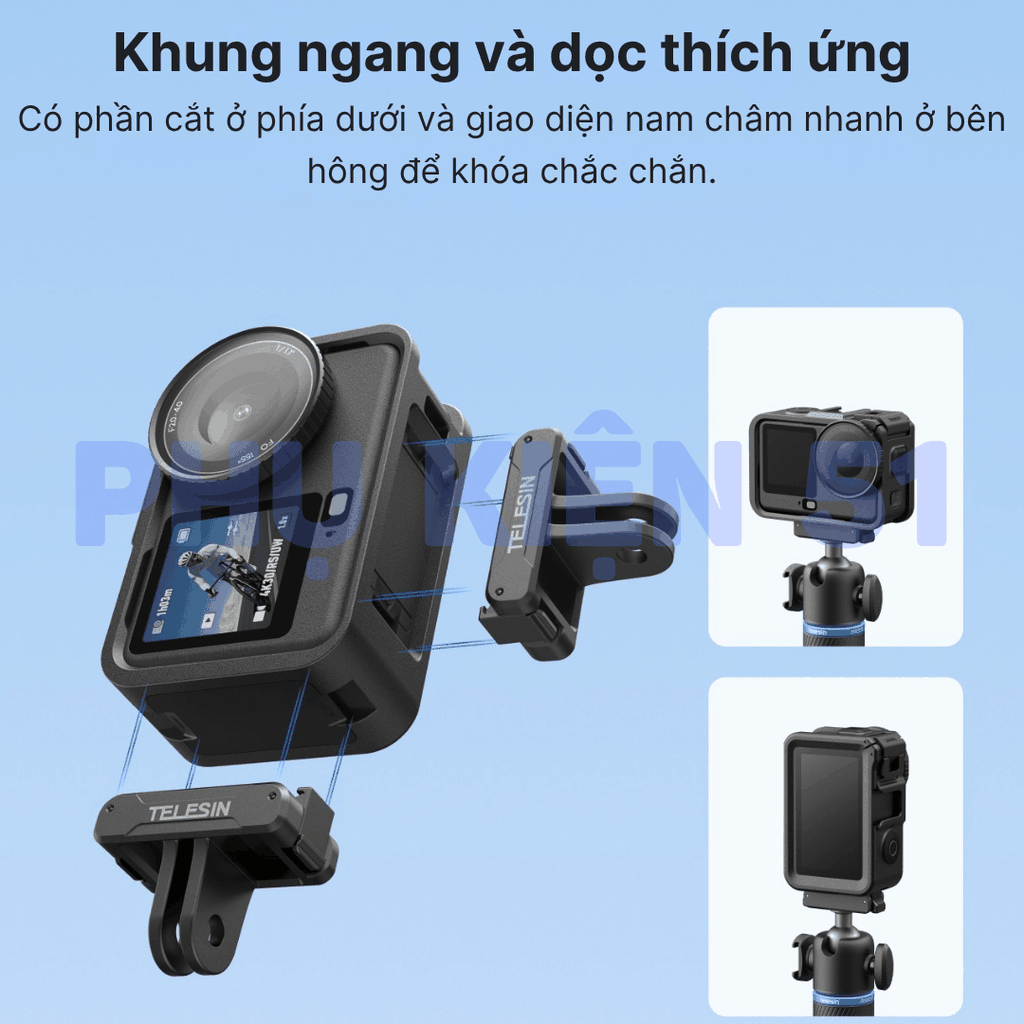 Khung nhựa Telesin Action 6 hỗ trợ gắn dọc bảo vệ camera