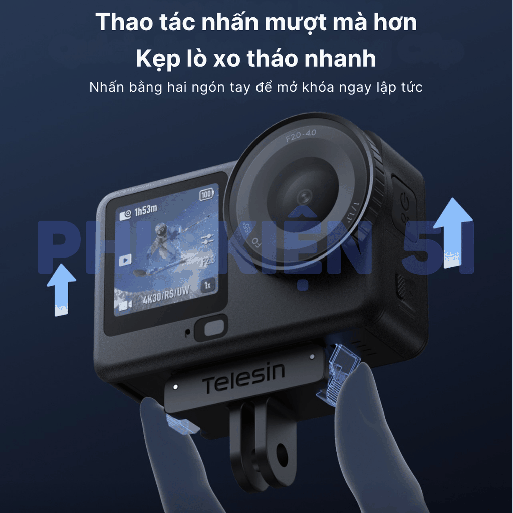 Ngàm nam châm Telesin Action 6 Nano giúp gắn nhiều phụ kiện