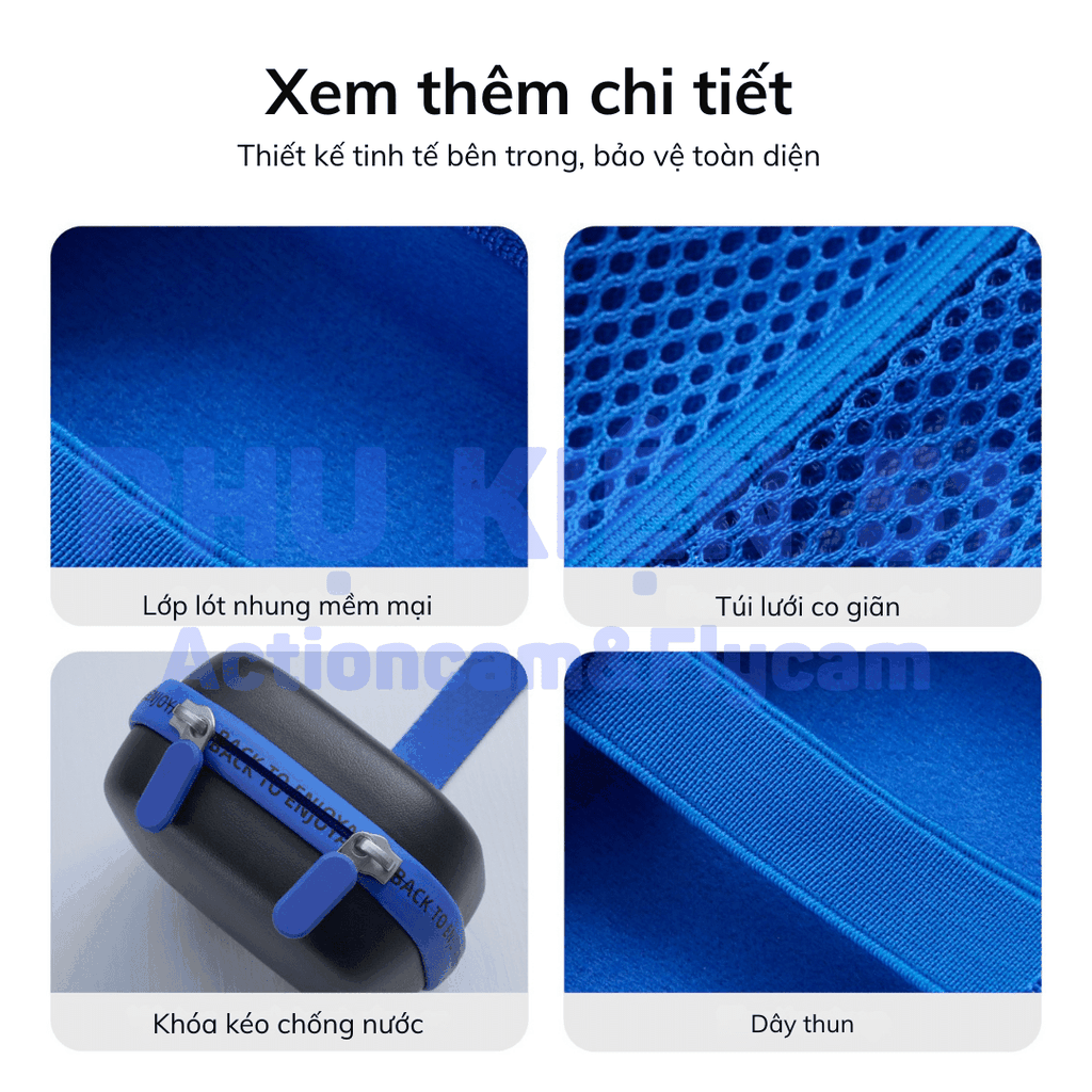 Túi mini Telesin đựng Actioncam cao cấp lớp nhung mềm mại, kháng nước