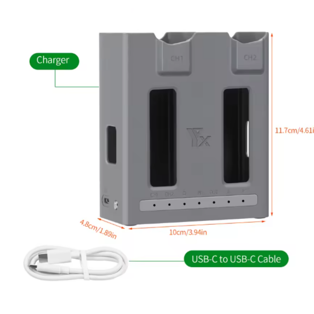 Hub sạc YX 100W cho DJI Mavic 4 Pro đèn báo đầy đủ 2 khe sạc