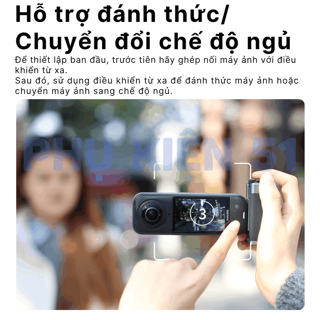 Báng tay cầm cho Insta360 X5 X4 Air tích hợp Remote chụp ảnh đường phố