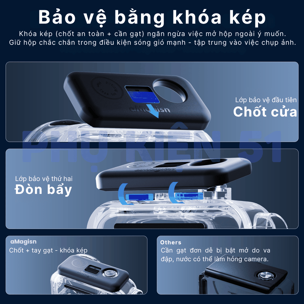 Khung chống nước aMagisn Action 6 bảo vệ camera chống nước bơi lặn