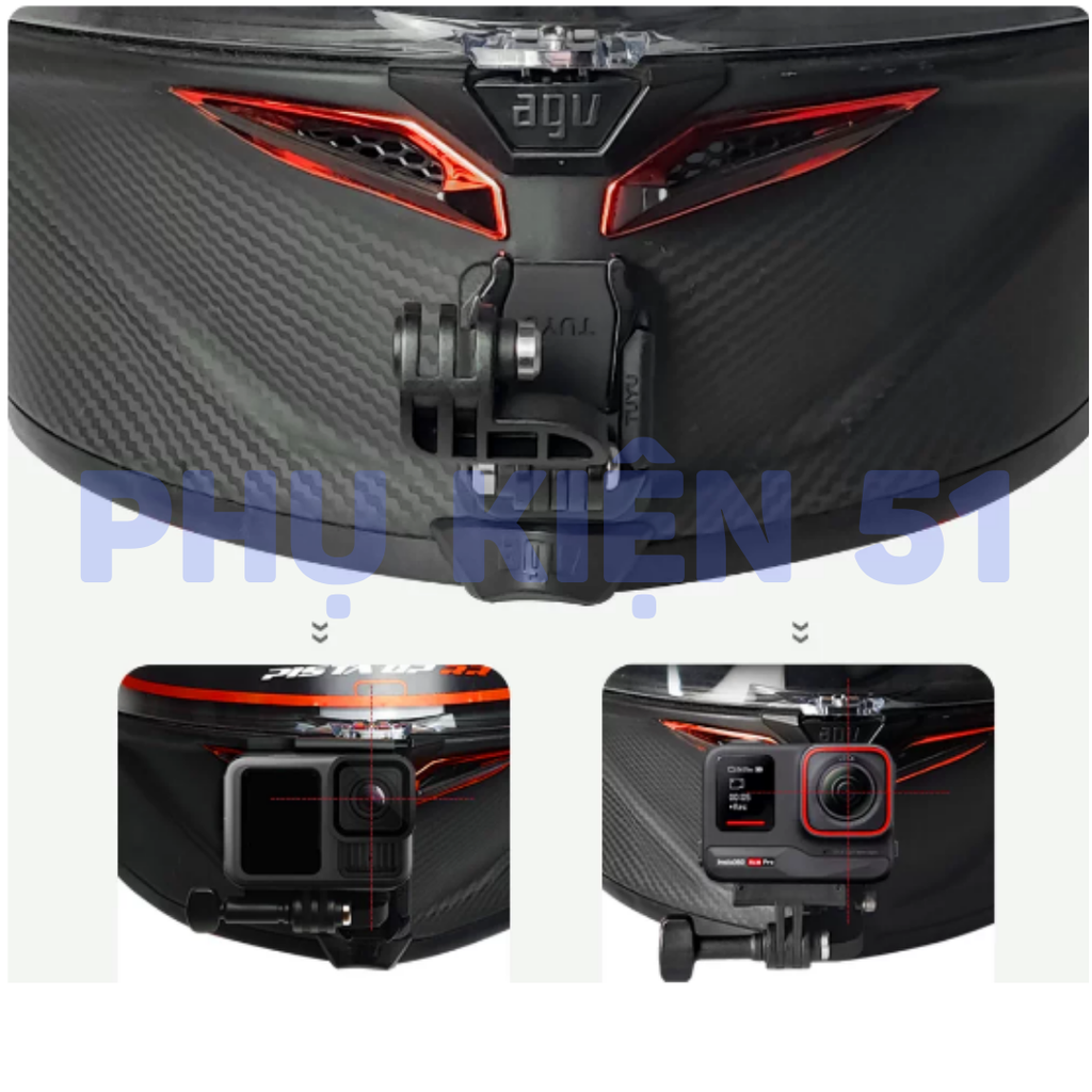 Ngàm gắn Actioncam giúp góc quay chính giữa nón khung hình đẹp TUYU