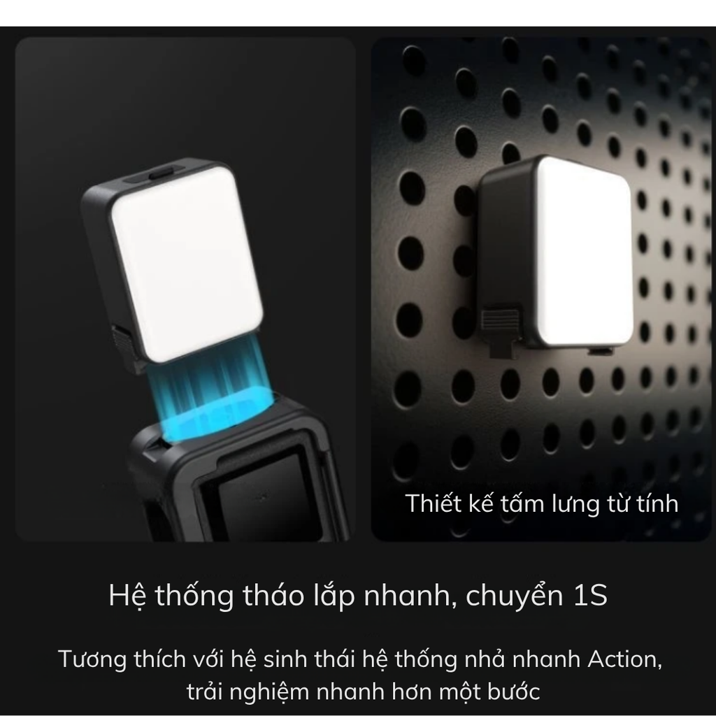 Đèn tích hợp ngàm DJI Osmo Action 5 Pro 4 3 trợ sáng hỗ trợ quay vlog