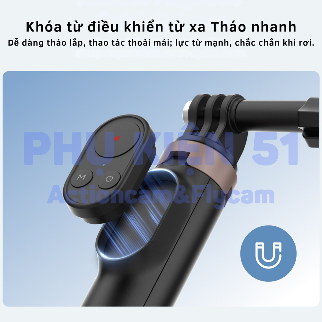 Tripod Telesin kiêm remote DJI Action 4 5 6 , Gopro 9 - 13 Black , điện thoại kéo dài 60cm