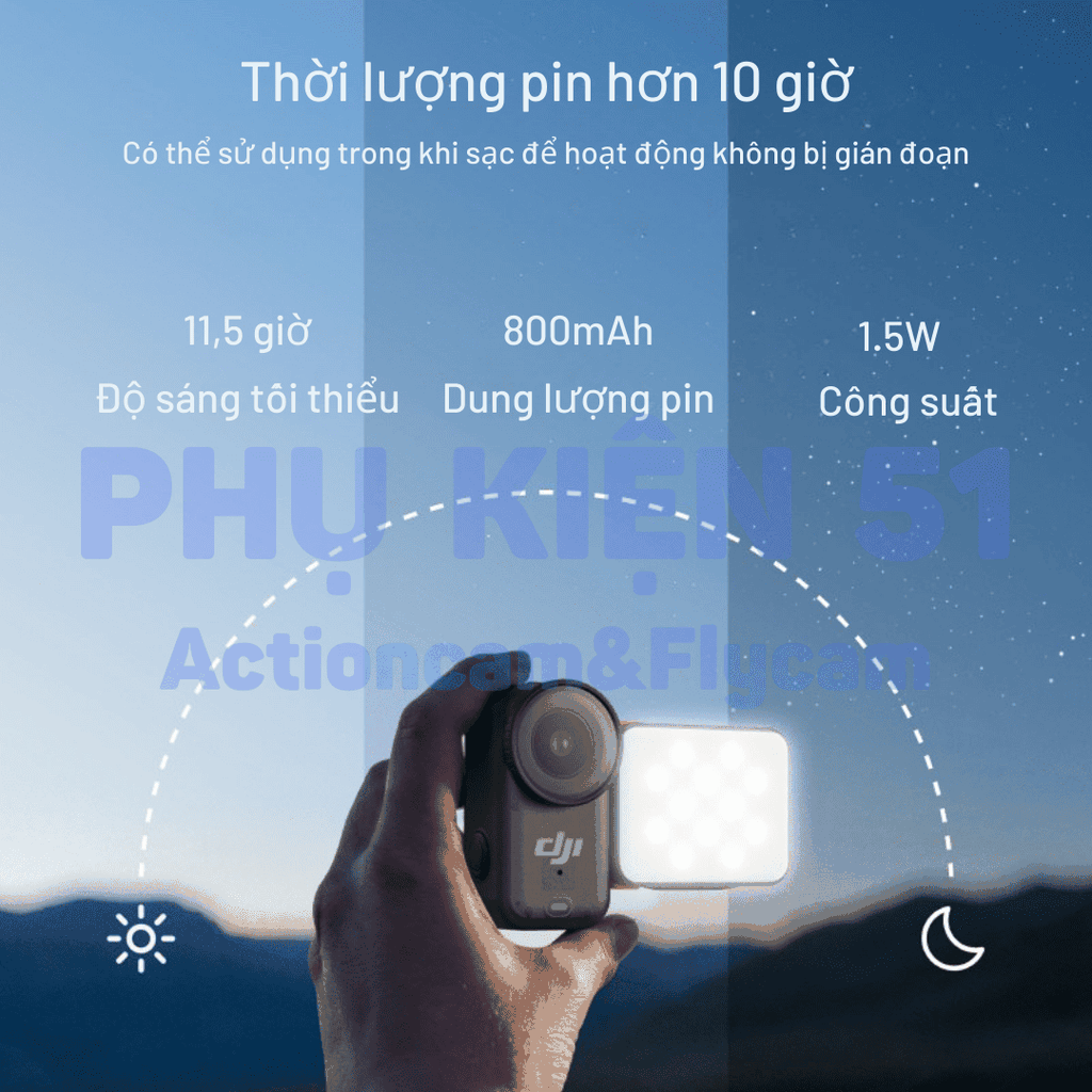 Đèn Telesin ngàm Osmo Nano/Action 6 Osmo trợ sáng S5-BGD-17-TDJ