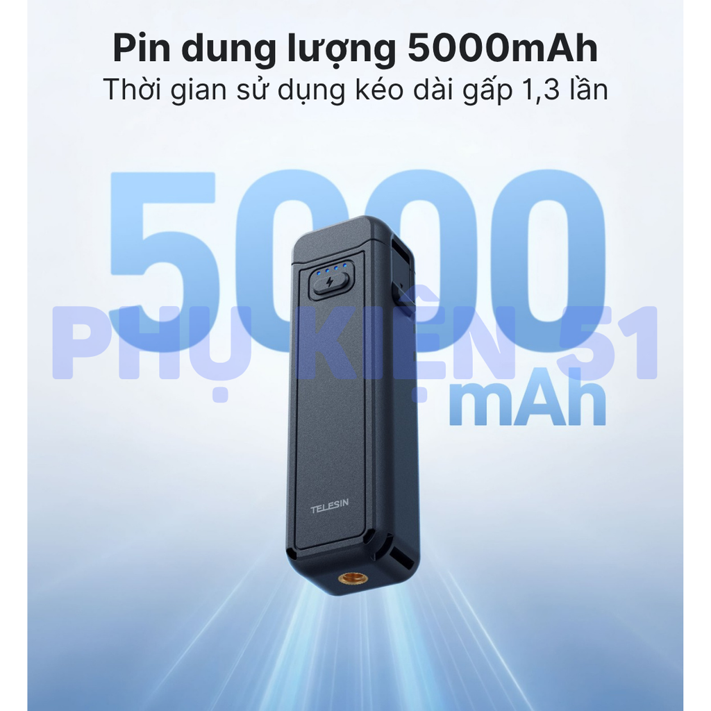 Pin sạc Telesin cho Pocket 4 3 kéo dài thời gian sử dụng 1,3 lần sạc