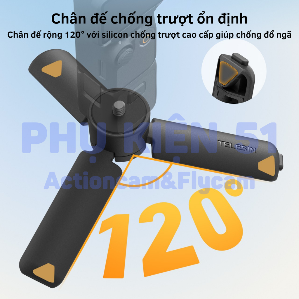 Tripod mini Telesin mở tự động gắn đế Pocket Actioncam để bàn S3-EAK-06