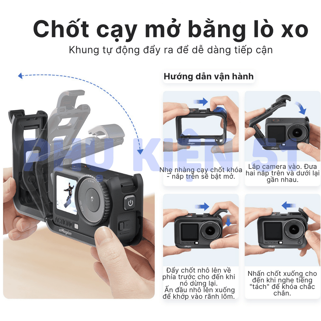 Khung nhựa aMagisn Action 6 hỗ trợ gắn dọc bảo vệ máy