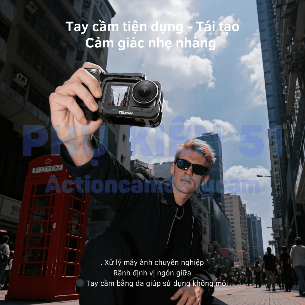 StreetGrip Kit TELESIN cho Action 3 4 5 - Tay cầm hỗ trợ chụp hình đường phố nghệ thuật S6-FMS-22-TDJ