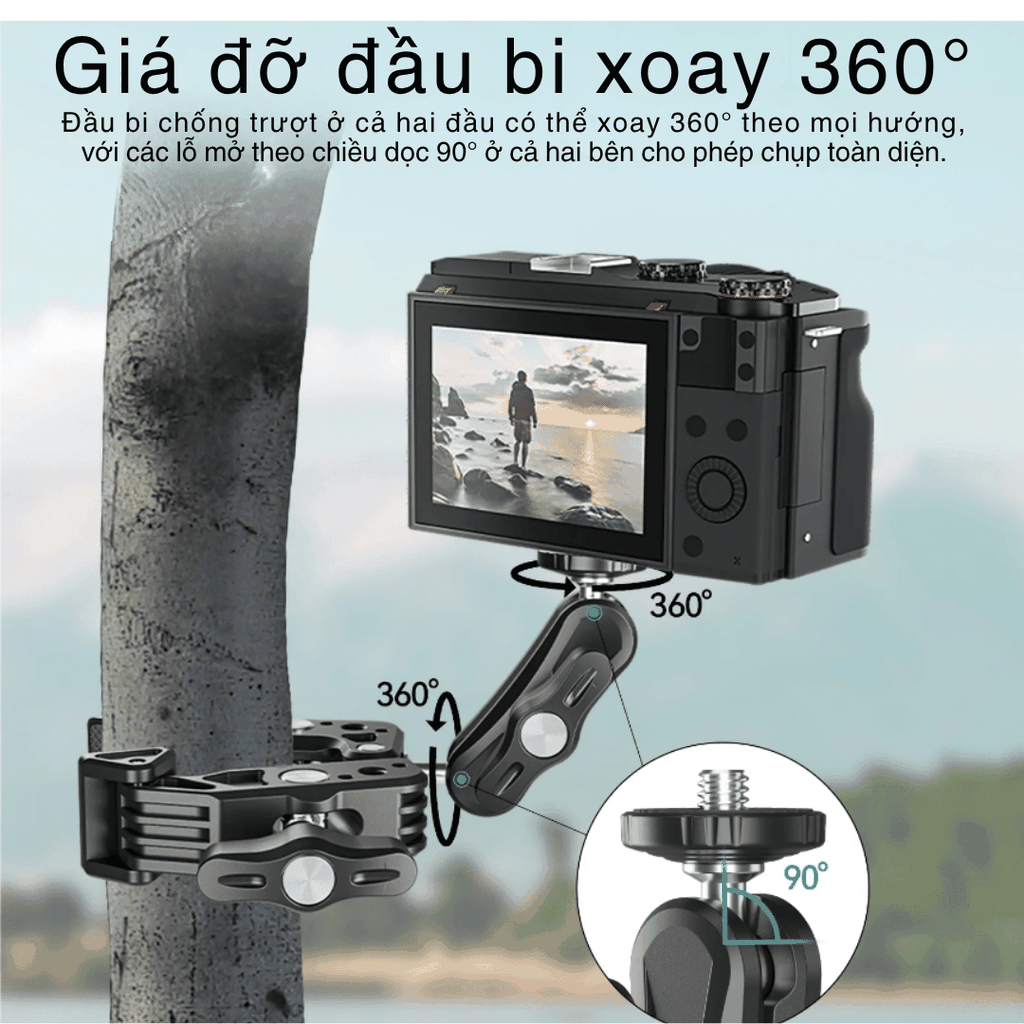 Kẹp càng cua kim loại Telesin gắn Actioncam máy ảnh đèn flash cố định chắc chắn