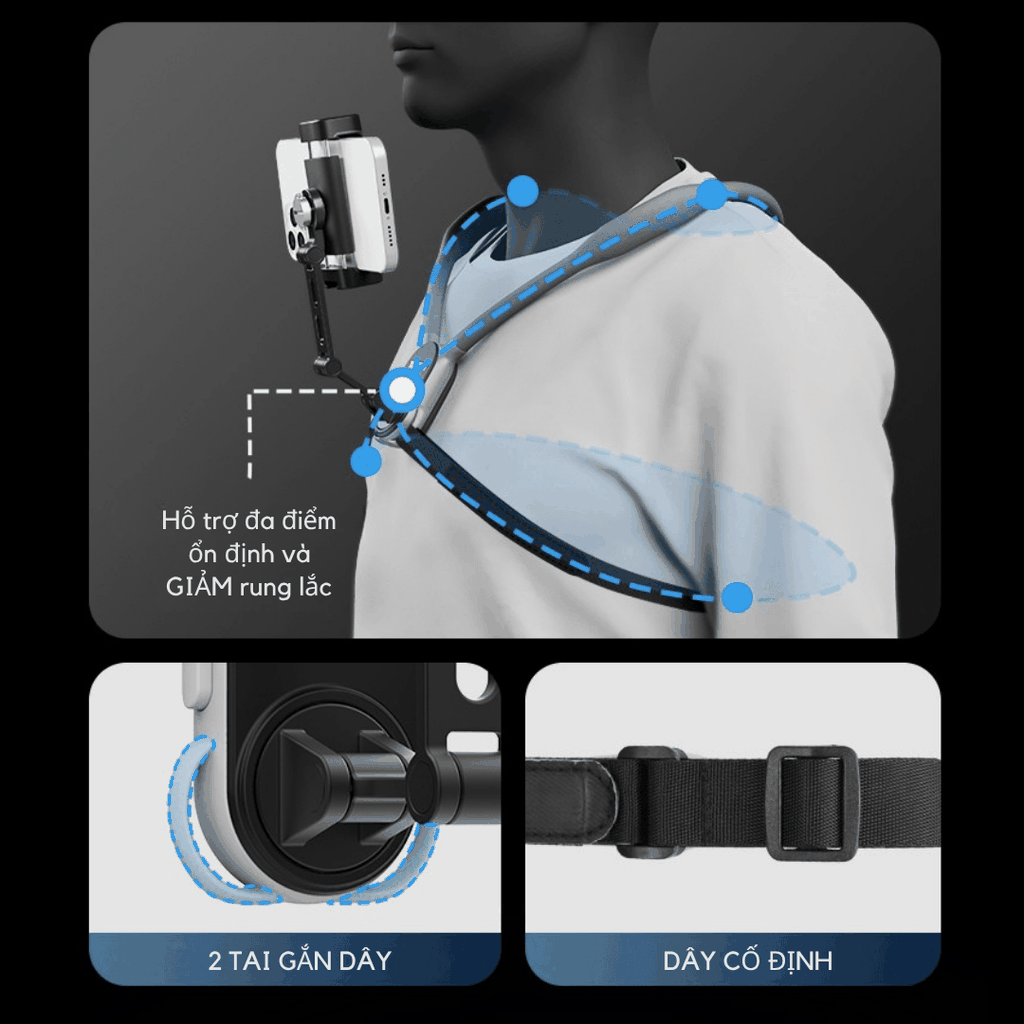 Vòng Đeo Cổ Telesin Góc POV kẹp chắc chắn hỗ trợ quay ngang dọc uốn dẻo tiện dụng S2-HNB-02