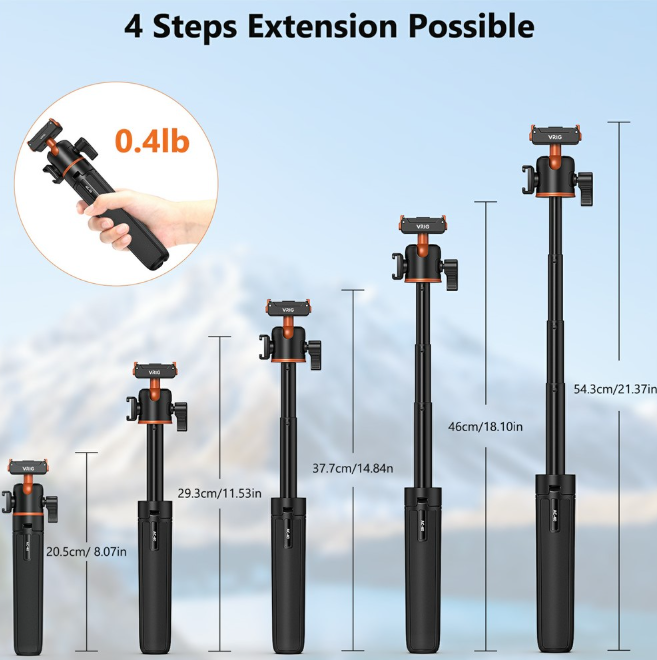 Tripod Vrig Ac 40 cho Dji Osmo Action 5 Pro 4 3 tích hợp ngàm sẵn siêu gọn gàng dễ sử dụng