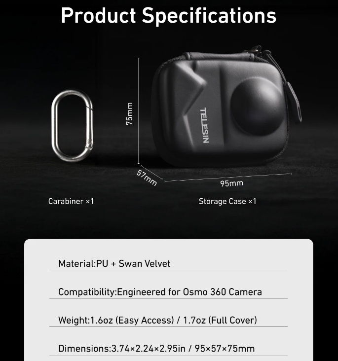 Túi Mini cho DJI Osmo 360 bảo vệ toàn diện tránh va đạp trầy xước