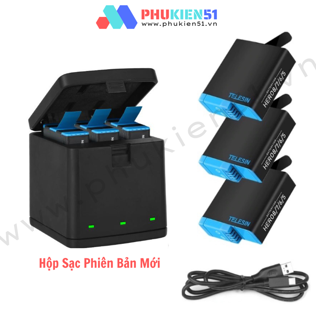 Hộp Sạc và Pin TELESIN GoPro Hero 5 6 7 8 BLACK