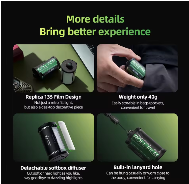 Đèn Telesin Mini trợ sáng Actioncam máy ảnh , trang trí đẹp gắn ngàm Cold Shoe
