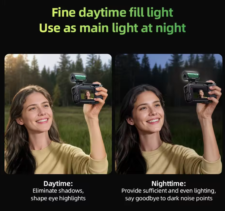 Đèn Telesin Mini trợ sáng Actioncam máy ảnh , trang trí đẹp gắn ngàm Cold Shoe