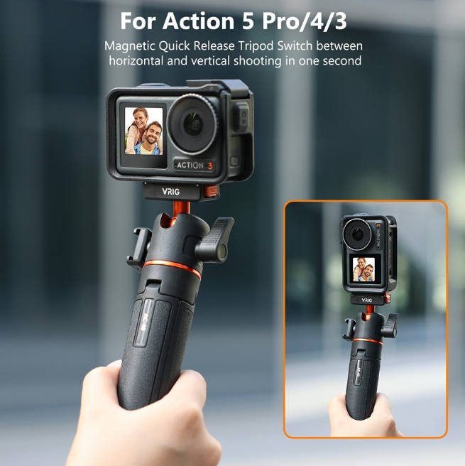 Tripod Vrig Ac 40 cho Dji Osmo Action 5 Pro 4 3 tích hợp ngàm sẵn siêu gọn gàng dễ sử dụng