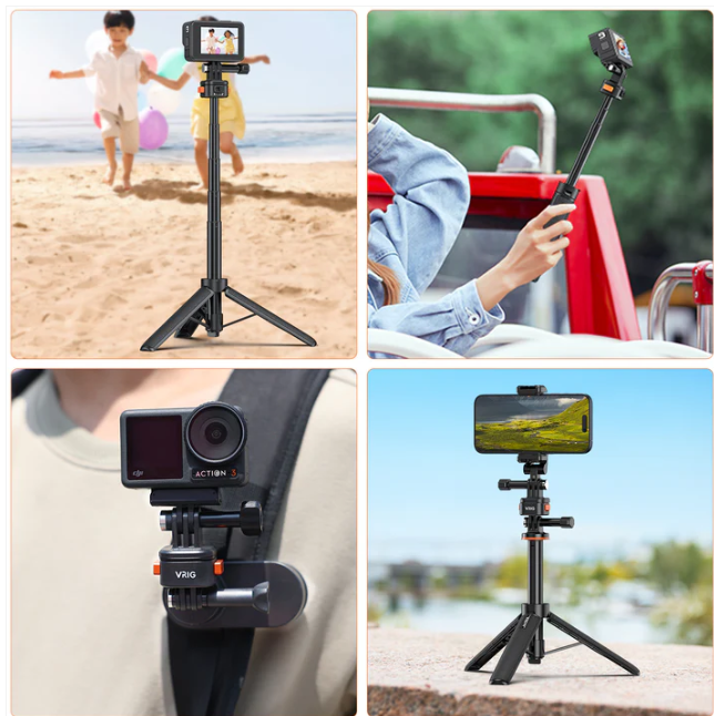 Ngàm Vrig AC 12 13 14 thao tác nhanh cho Actioncam Gopro Insta360 Osmo Action