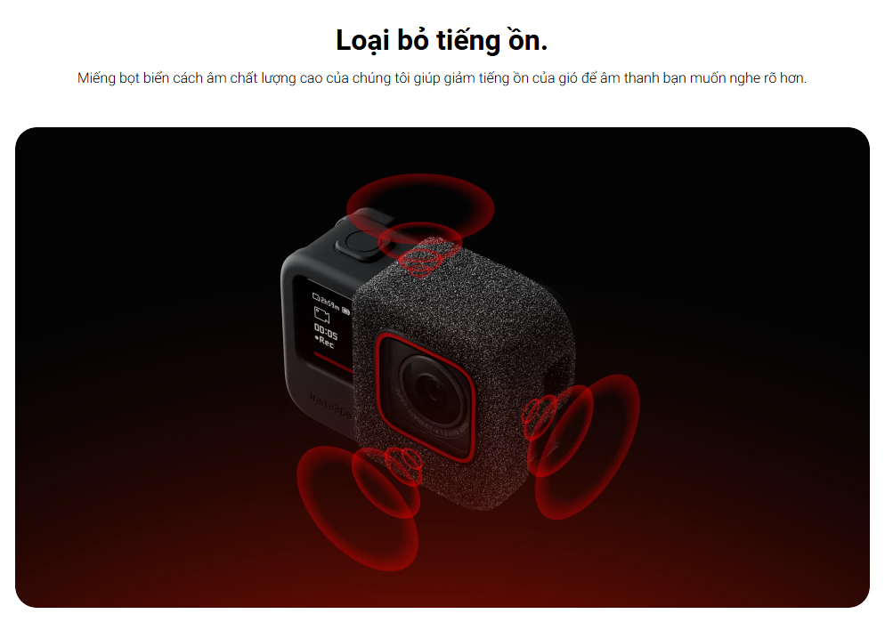 Mút lọc gió Insta360 Ace Pro giảm tiếng ồn tiếng gió