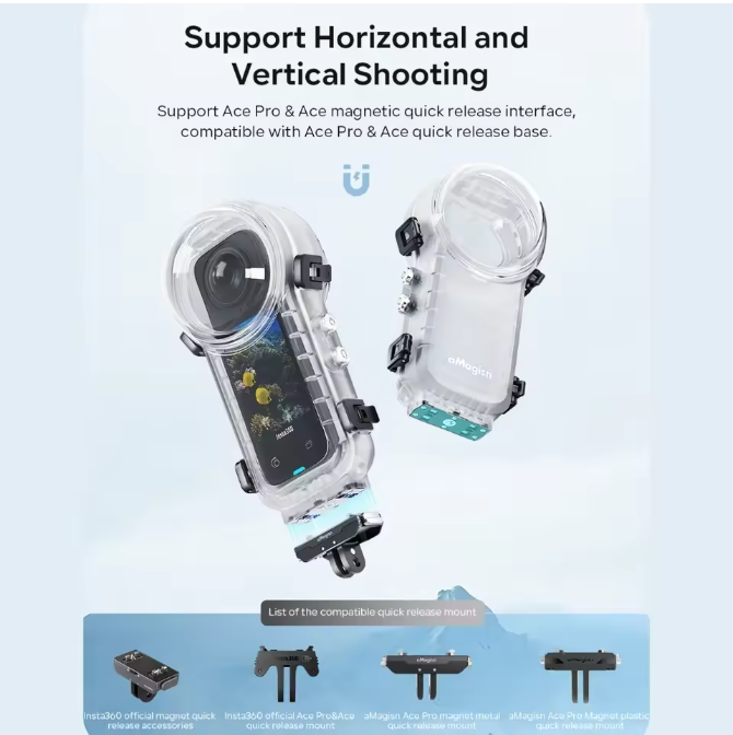 Khung chống nước aMagisn Insta360 X4 lặn sâu chống nước bảo vệ Camera