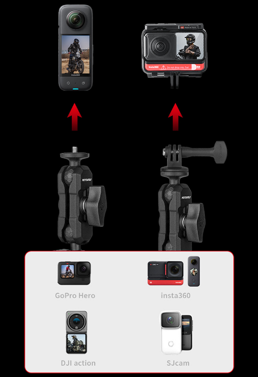 Kẹp kim loại Motowolf găn Actioncam Gopro Insta360 Action