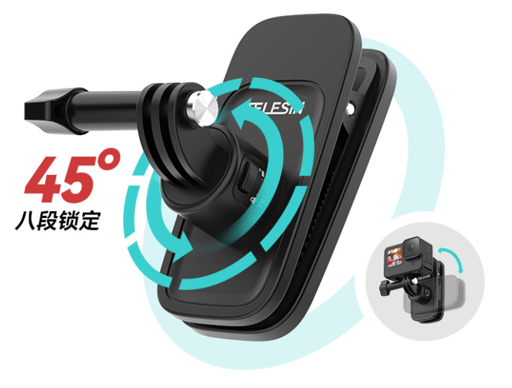 Kẹp Balo Kim Loại Telesin Thao tác nhanh hít nam châm mạnh mẽ gắn ActionCam Gopro Insta360 Ace Pro - Chính Hãng
