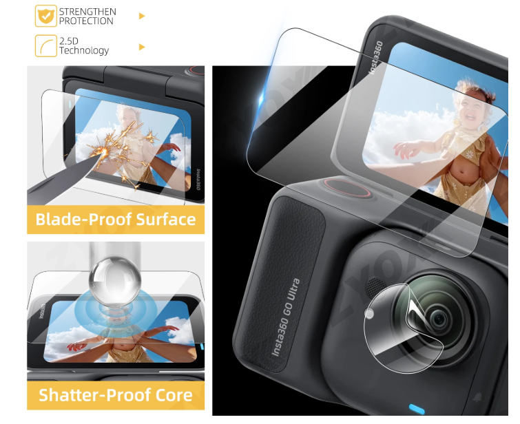 Cường lực Insta360 Go Ultra bảo vệ chống trầy xước