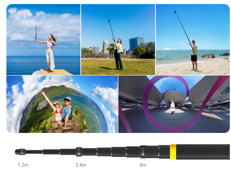 GẬY INSTA360 CARBON FIBER 3 MÉT -  Insta360 3m 9.8ft Extended Edition Selfie Stick
