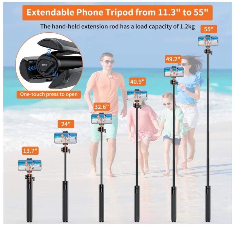 Tripod Vrig TP 16 kéo dài 138cm cho điện thoại máy ảnh Actioncam cứng cáp đầu bi linh hoạt