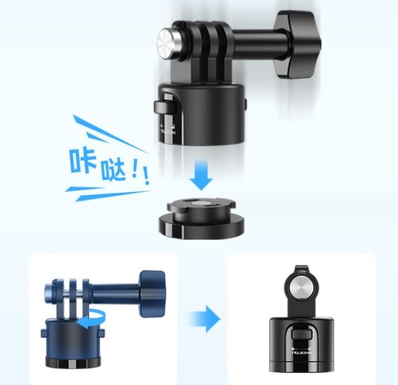 Bộ Thao Tác Nhanh Telesin Gắn ActionCam Gopro Insta360 hít nam châm mạnh mẽ