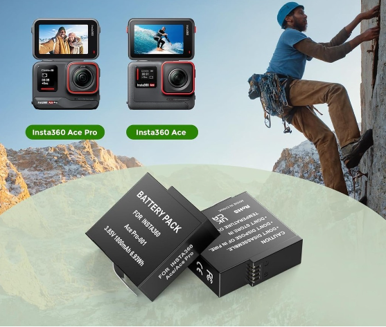 Hộp sạc và Pin Insta360 Ace Ace Pro dung lượng cao thay thế pin theo máy