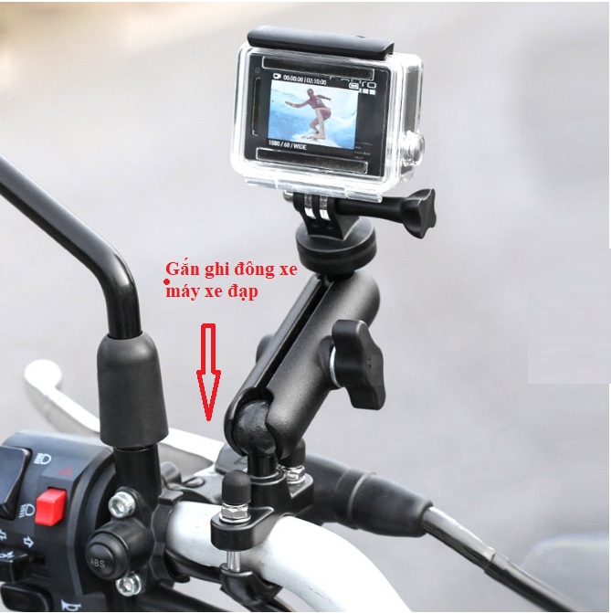 Pass Gắn GoPro ,Insta360 Vào Ghi Đông Chân Gương - Motowolf