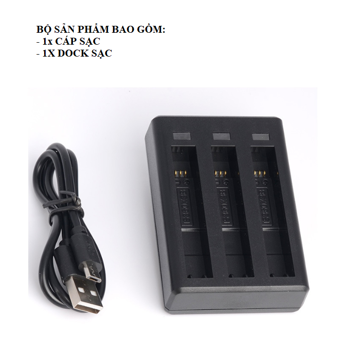 Pin và Dock sạc 3 khe dành cho Insta360 One X3