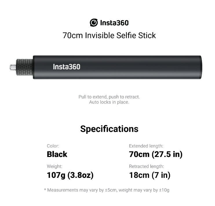 Gậy tàng hình Insta360 One X2 X3 X4 kéo dài 70cm Chính Hãng