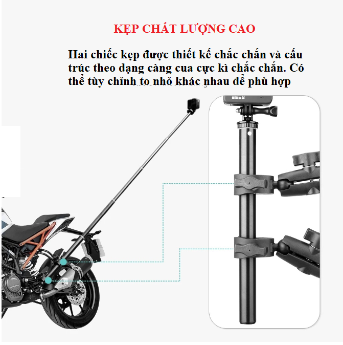 Bộ kẹp gắn gậy tàng hình INSTA360 One X X2 X3 X4 gắn xe góc quay độc đáo
