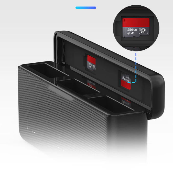 Hộp Sạc TELESIN cho Action 5 Pro 4 3 có đèn báo dung lượng 3 khe sạc tiện lợi sạc nhanh