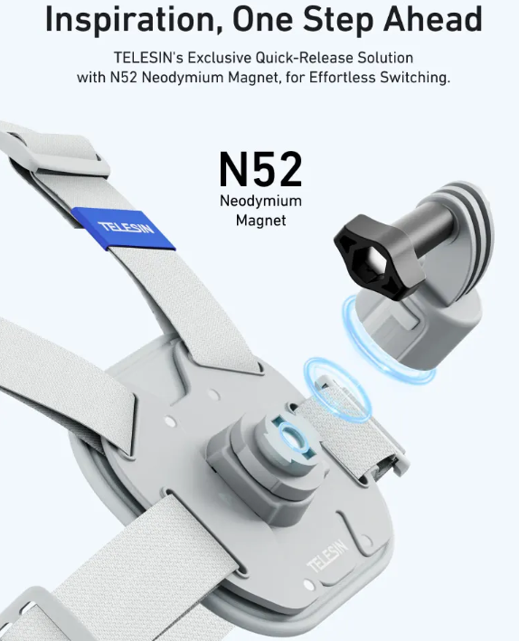 Dây đeo ngực Telesin Quick Release gắn ActionCam Gopro ,Osmo Action, Insta360 Ace Pro - Trắng