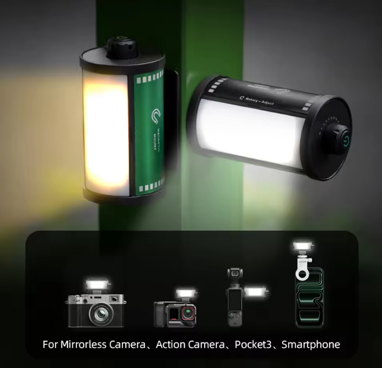 Đèn Telesin Mini trợ sáng Actioncam máy ảnh , trang trí đẹp gắn ngàm Cold Shoe
