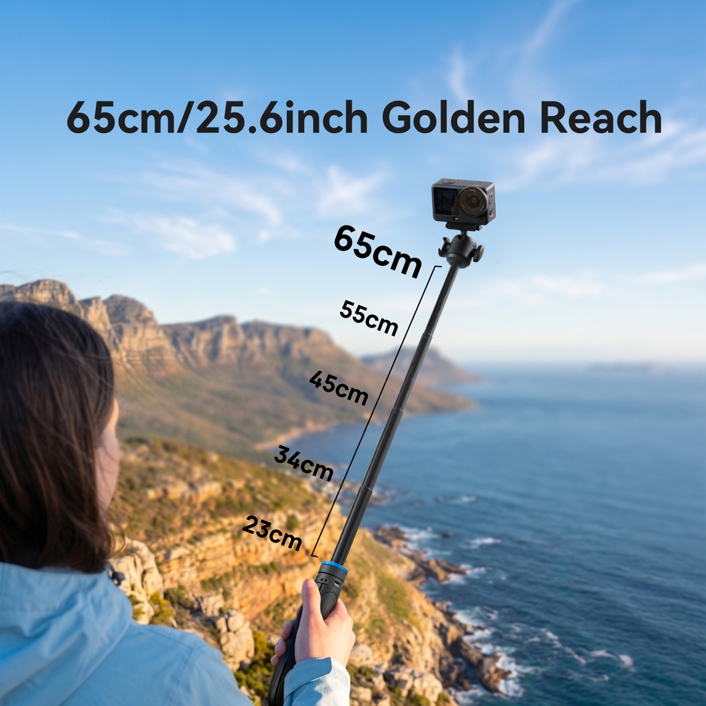 Tripod Telesin tích hợp ngàm Action 6 Nano tự bung chân kéo dài 65cm