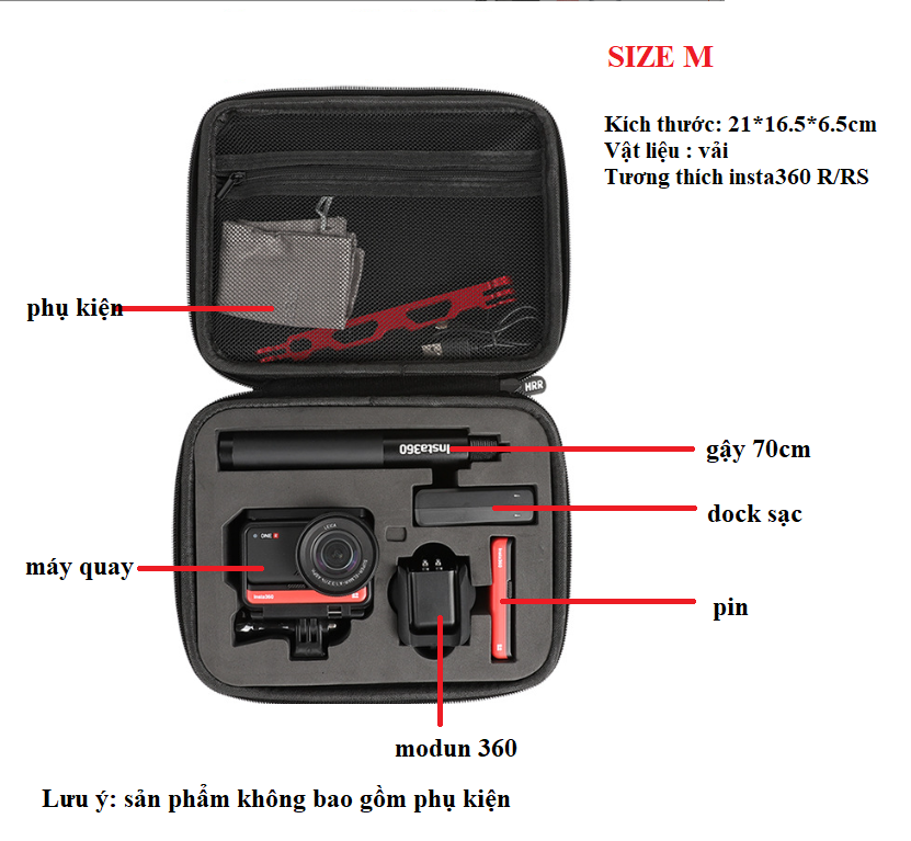 Túi Chống Sốc Đựng Phụ Kiện Insta360 One R/RS Cao Cấp