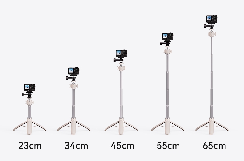 Tripod Telesin tự bung chân kéo dài 65cm gắn Actioncam Pocket Màu trắng