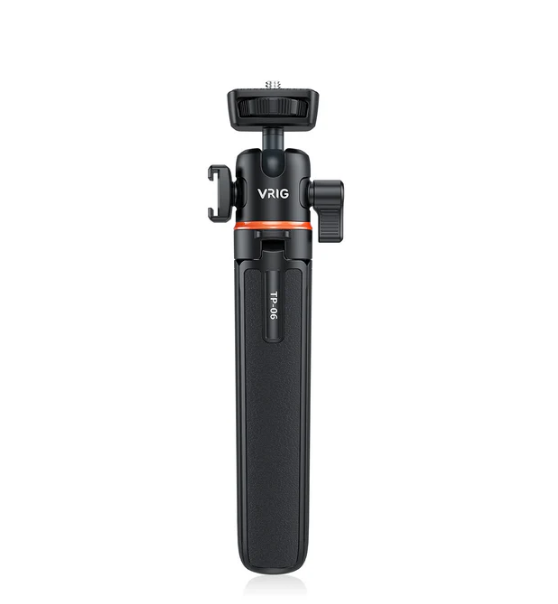 Tay cầm Vrig TP 06 mini vlog chịu tải 1,5kg cứng cáp gắn máy ảnh điện thoại Actioncam Gopro Action