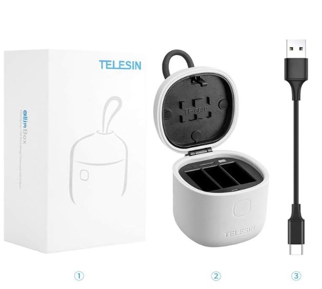 Pin Gopro 12 11 10 9 Black và ALLIN box Telesin hỗ trợ sạc , đọc thẻ TF