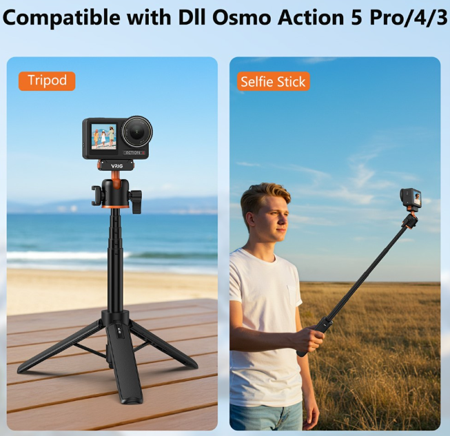 Tripod Vrig Ac 40 cho Dji Osmo Action 5 Pro 4 3 tích hợp ngàm sẵn siêu gọn gàng dễ sử dụng