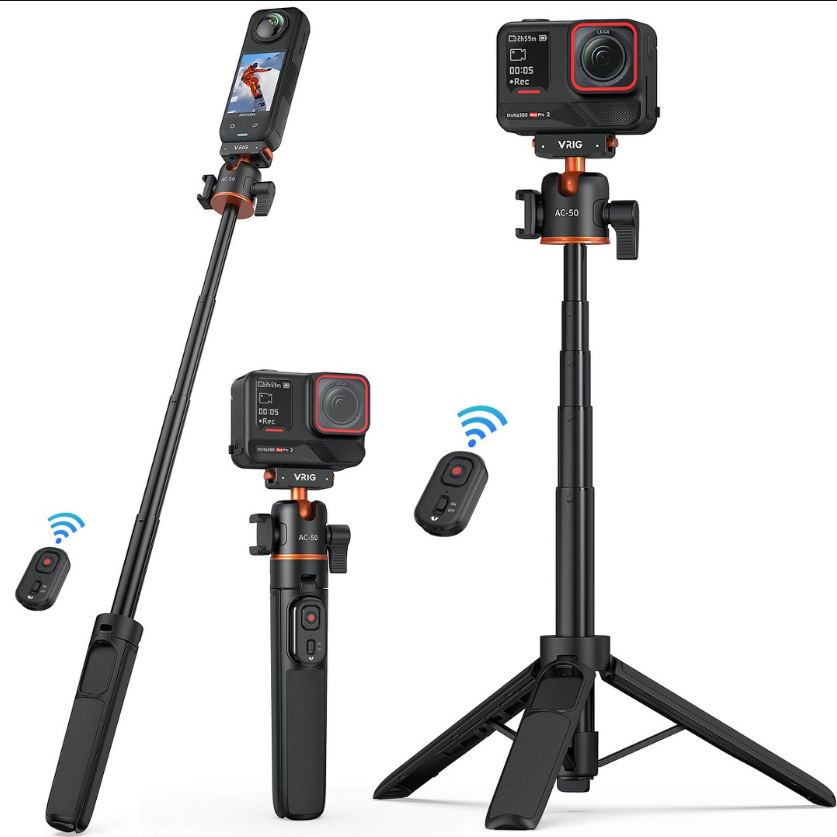 Tripod Vrig Ac 50 cho Insta360 X5 Ace Pro 2 tích hợp Remote kéo dài 55cm tiện lợi