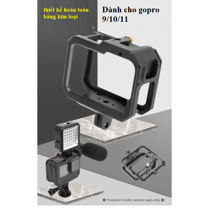 Khung nhôm siêu nhẹ bảo vệ cho Gopro Hero 13 12 11 10 9 Black