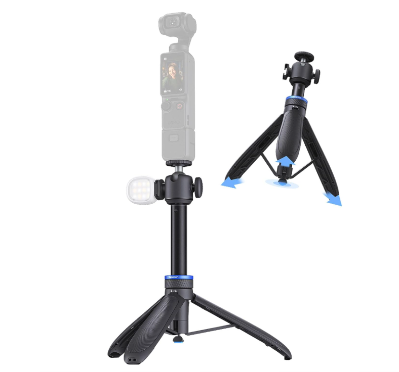 Tripod Telesin tự bung chân kéo dài 65cm gắn Actioncam Pocket Gopro Insta360 gấp gọn