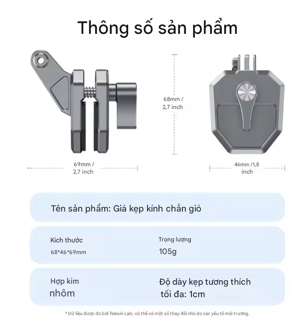 Ngàm CNC kẹp kính chắn gió gắn Actioncam cực kì tiện lợi chắc chắn góc quay tuyệt vời