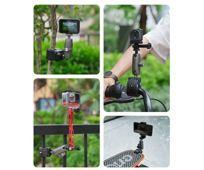 Kẹp kim loại Telesin 360 độ đa năng gắn ghi đông xe đạp xe máy gắn Actioncam, Gopro, Insta360 vít 1 4